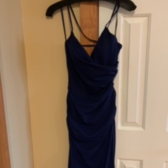 NWT La Femme 28541SC Jersey Prom Dress Navy Size 6 - Picture 9 of 10